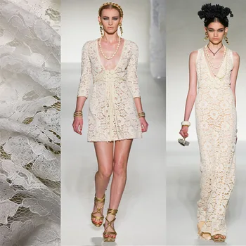 

Fashion imports of high-grade white three-dimensional heavy keel cotton lace fabric clothing dress