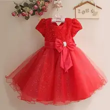 2017 Summer Baby Girls Dress Sequins Fashion Princess Dress Girl Clothes Sleeveless Lace Party Dress O-neck Bow Costume For Kids