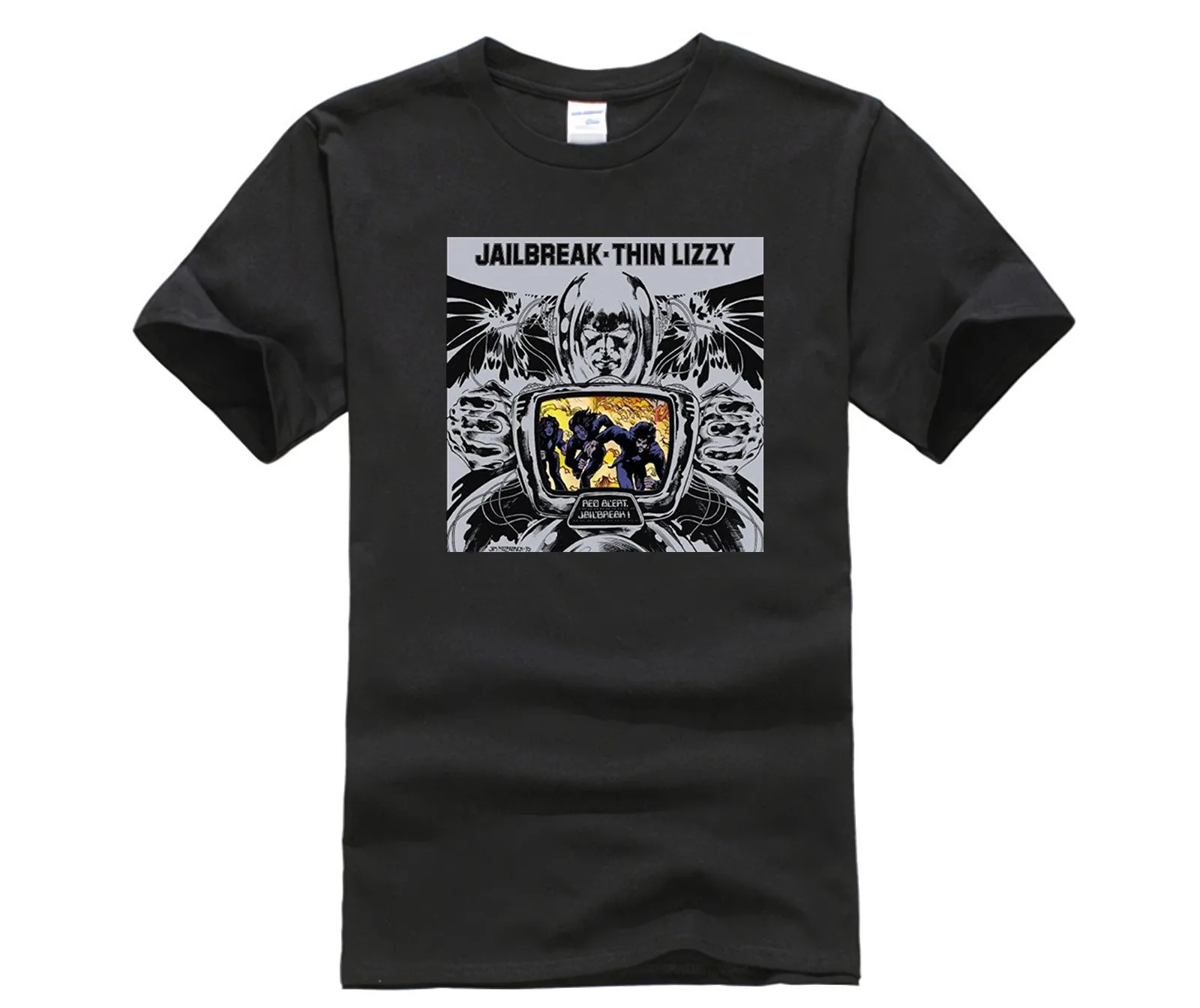 

Phiking designer t shirt Men's O Neck Short Funny T Shirt Fashion T shirts Thin Lizzy Jailbreak Men Tee Shirts