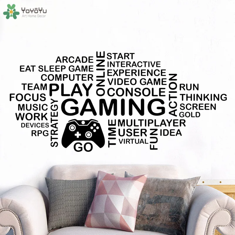 

YOYOYU Wall Decal Gaming Saying Video Gamer Wall Stickers Quote Controller Sign Art Removable Poster Gift Playroom Decor CT711