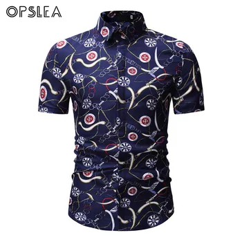 

Opslea African Retro Short Sleeve Male Shirt Dashiki African Men Print Button Shirt 2019 Summer Traditional Ethnic Clothes