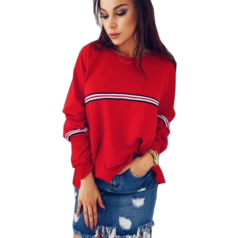 

T Shirt Women 2019 Cross-border Patchwork AliExpress hot-selling Long Sleeve Loose T Shirt Vestidos Stranger Things BLK3219