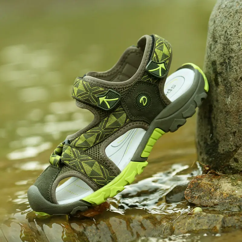 ULKNN зеленый Пляж Лето tide Baotou сандалии для мальчиков детская обувь детская пляжная обувь Нескользящая одежда сандалии - Цвет: Green
