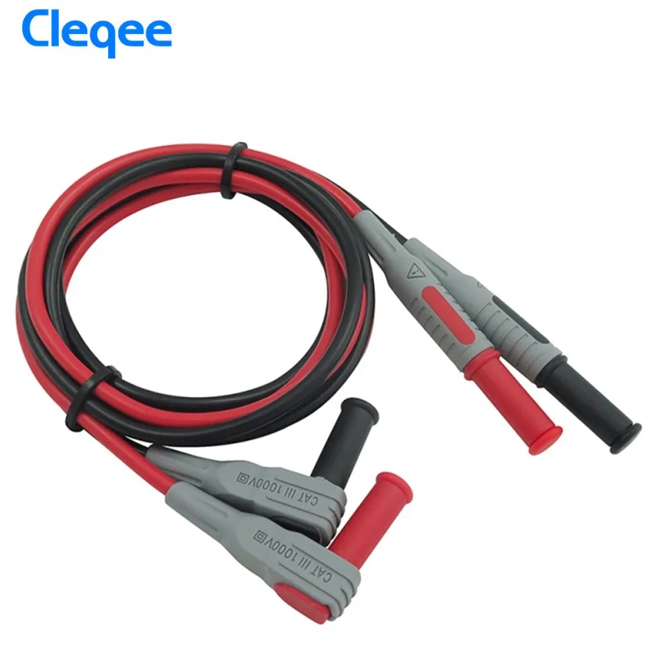 

Free shiping Cleqee P1033 Multimeter Test Cable Injection Molded 4mm Banana Plug Test Line Straight to Curved Test Cable