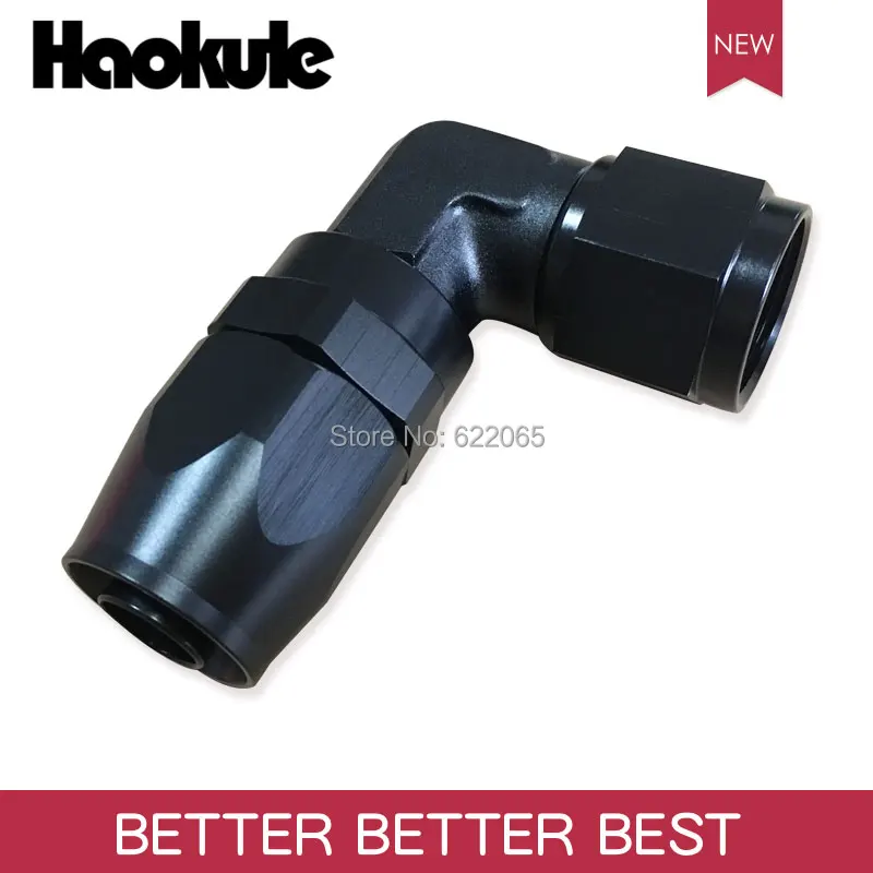 

HAOKULE 90Degree AN6/6AN 9/16-18UNF THREAD FORGED REUSABLE SWIVEL HOSE END FITTINGS BLACK COLO