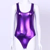 TiaoBug – maillot de bain sans manches pour femmes, une pièce en cuir verni brillant, taille haute, string, couleur unie, maillot de bain, body de gymnastique ► Photo 3/6