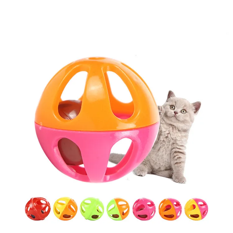 

10pcs/set Plastic Small Cat Pet Sound Toy Cat Toys Hollow Out Round Pet Colorful Playing Ball Toys With Small Bell Cat Products