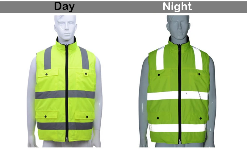 Sfvest обратимым hi vis отражающий водонепроницаемый безопасности жилет с 3 mreflective ленты Оксфорд и флис ткань