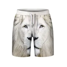 Лето Мужская мода хип-хоп принт Африканский Лев 3D дышащий полиэстер Повседневный пляжный шнурок длиной до колена свободные шорты