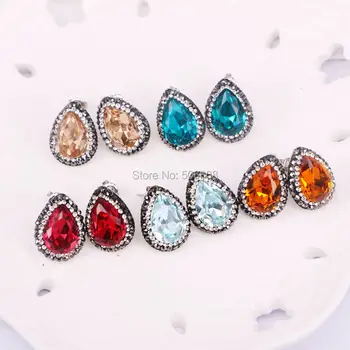 

ZYZ-E0975 10Pairs Drop Crystal Zircon Stud earrings charm pave rhinestone stone earrings faceted studs
