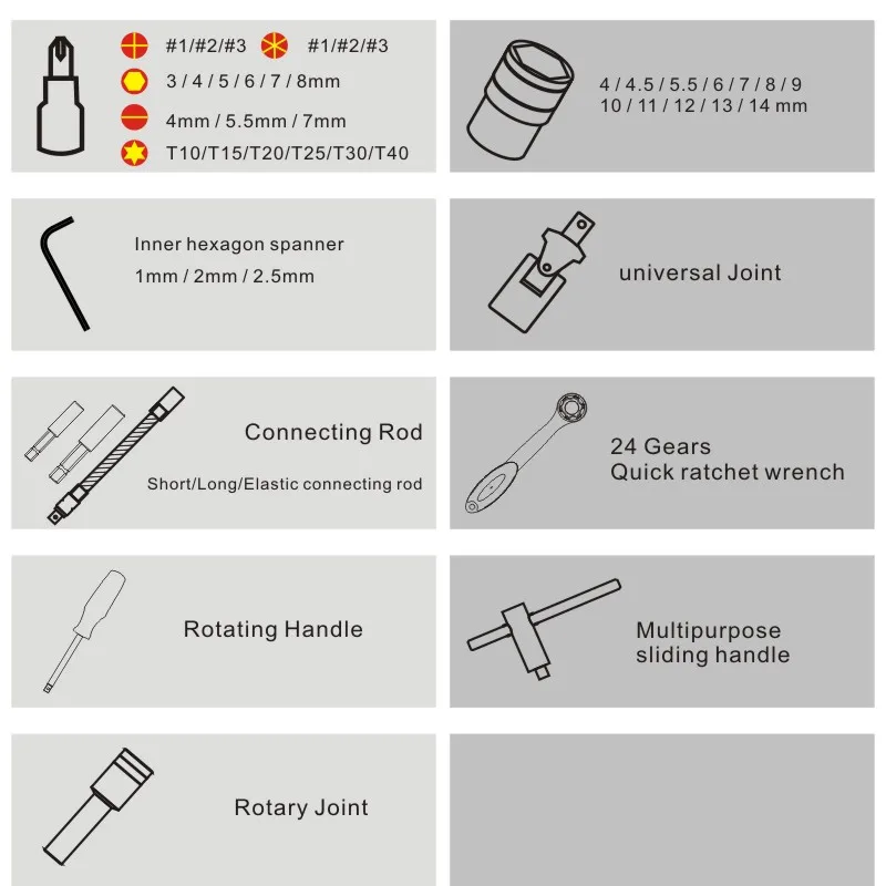 TUOSEN 46 шт. в 1 механическая ручная трещотка набор инструментов авто торцевой ключ инструменты мини ремонт профессиональный gereedschap набор для автомобиля