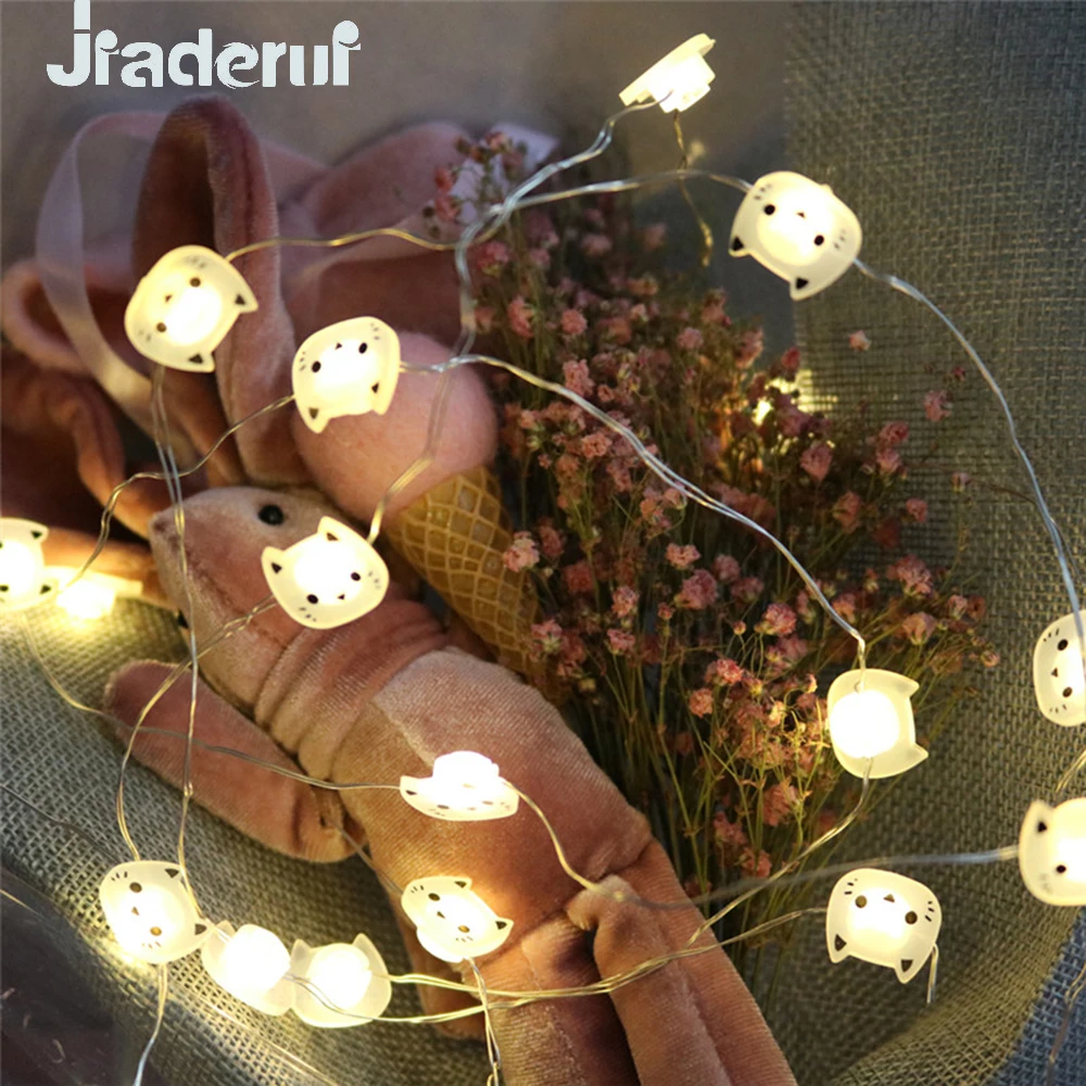 Jiaderui 2M 20LED Cat Copper Wire String Lights LED Fairy Lights Christmas Wedding Party Home Decoration Lights Battery Powered