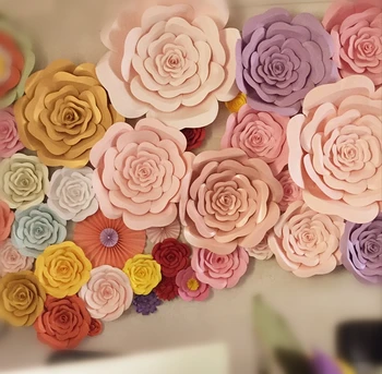 

DIY Half Made Giant Paper Flowers Large Artificial Rose Flower Home Wedding Party Backdrop Wall Decorations Photography Props