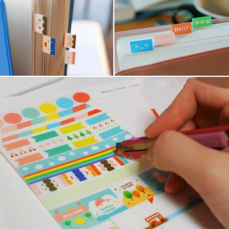 

1pack(6cs) Kawaii Rainbow Decorative Cute Stickers Decoration Gimue Stationery Bullet Journal Stickers