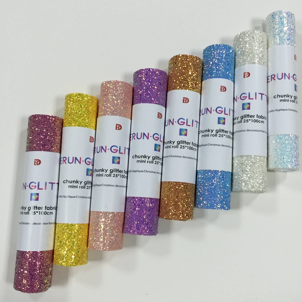 

25*100cm Grade 3 Chunky Glitter Vinyl Fabric Roll For Wallpaper,Table Runner,Hair Bow DIY Decoration Crafts 1piece