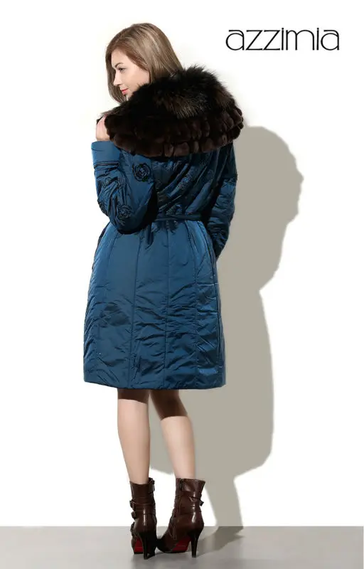 Теплое пальто для женщин AZZIMIA, новая зимняя коллекция, Высококачественная женская теплая парка с большим воротником из кролика рекс