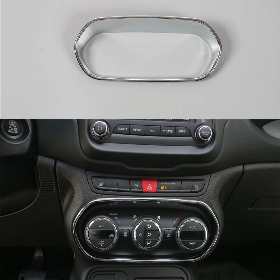 

Sosung For Jeep Renegade 15-16 Interior Car Styling Air Condition Button Switch Decor Frame Cover Trim Sticker Chrome ABS 1Pcs