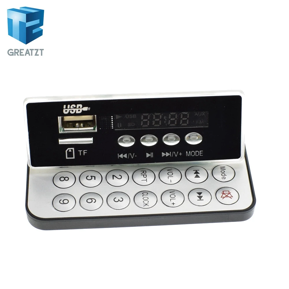 GREATZT MP3 декодирования доска модуль светодиодный Aux w/TF Slot/USB/FM/дистанционного Часы