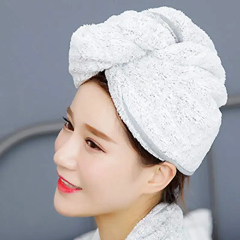 

Women Soft Quick-Dry Hair Towel Hat Turban Thick Bamboo Charcoal Fibre Towel Bath Beach Towels Bathroom Accessories Home Textile