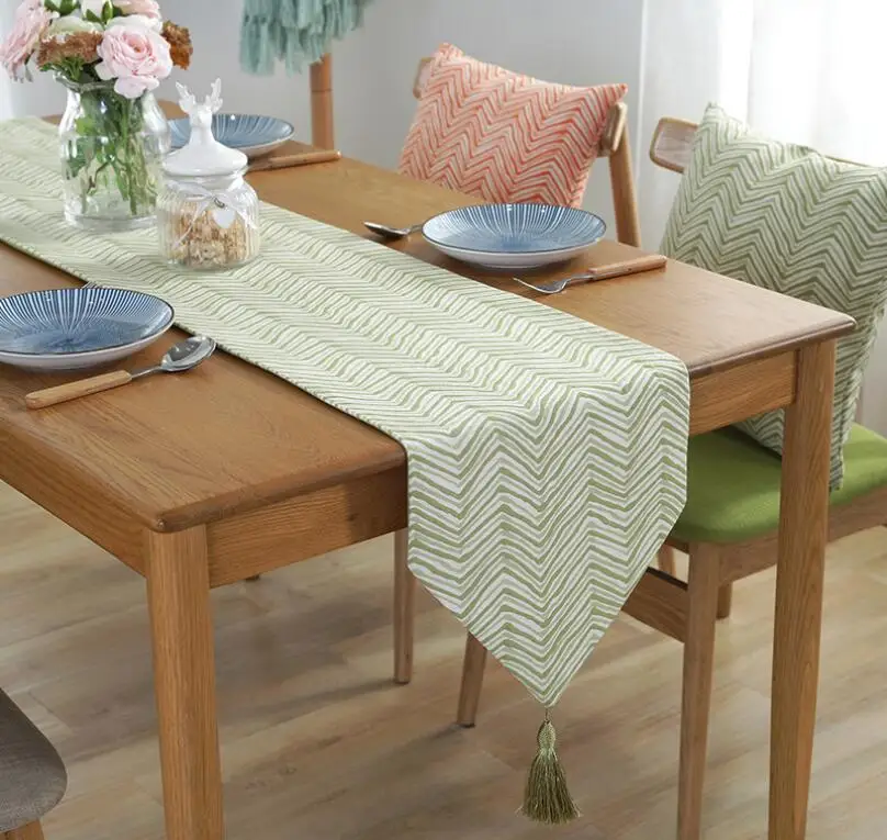 

Fyjafon Table Runner Thick Table Runners Modern Home Decor Runner Table Orange/Green Jacquard Weave Home Hotel Runners Textile