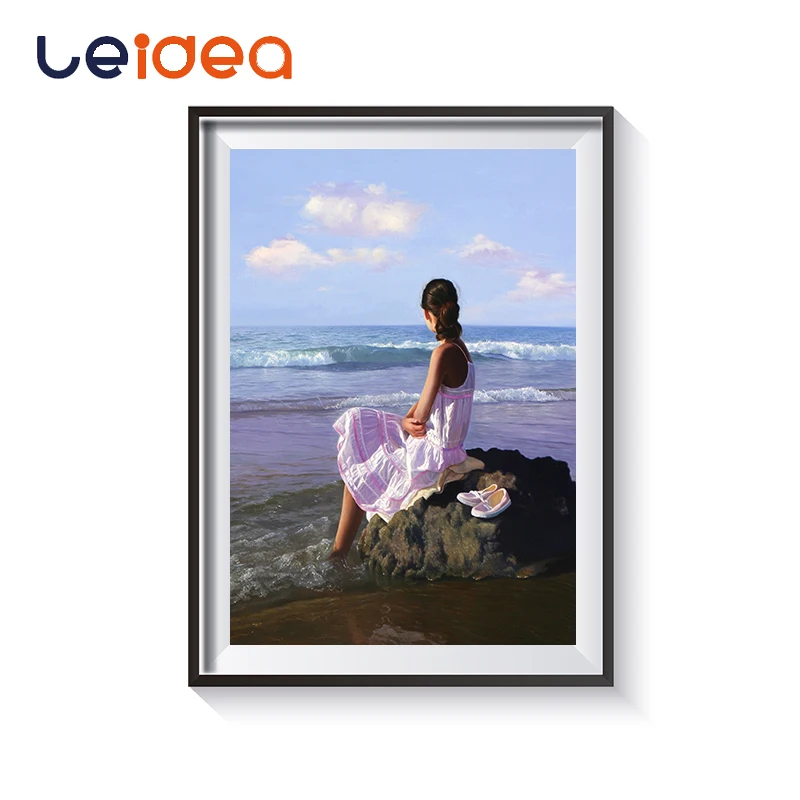 

Seaside Girl Oil Paint DIY Painting By Numbers Figure Painting Coloring By Numbers Home Decoration For Living Room Wall