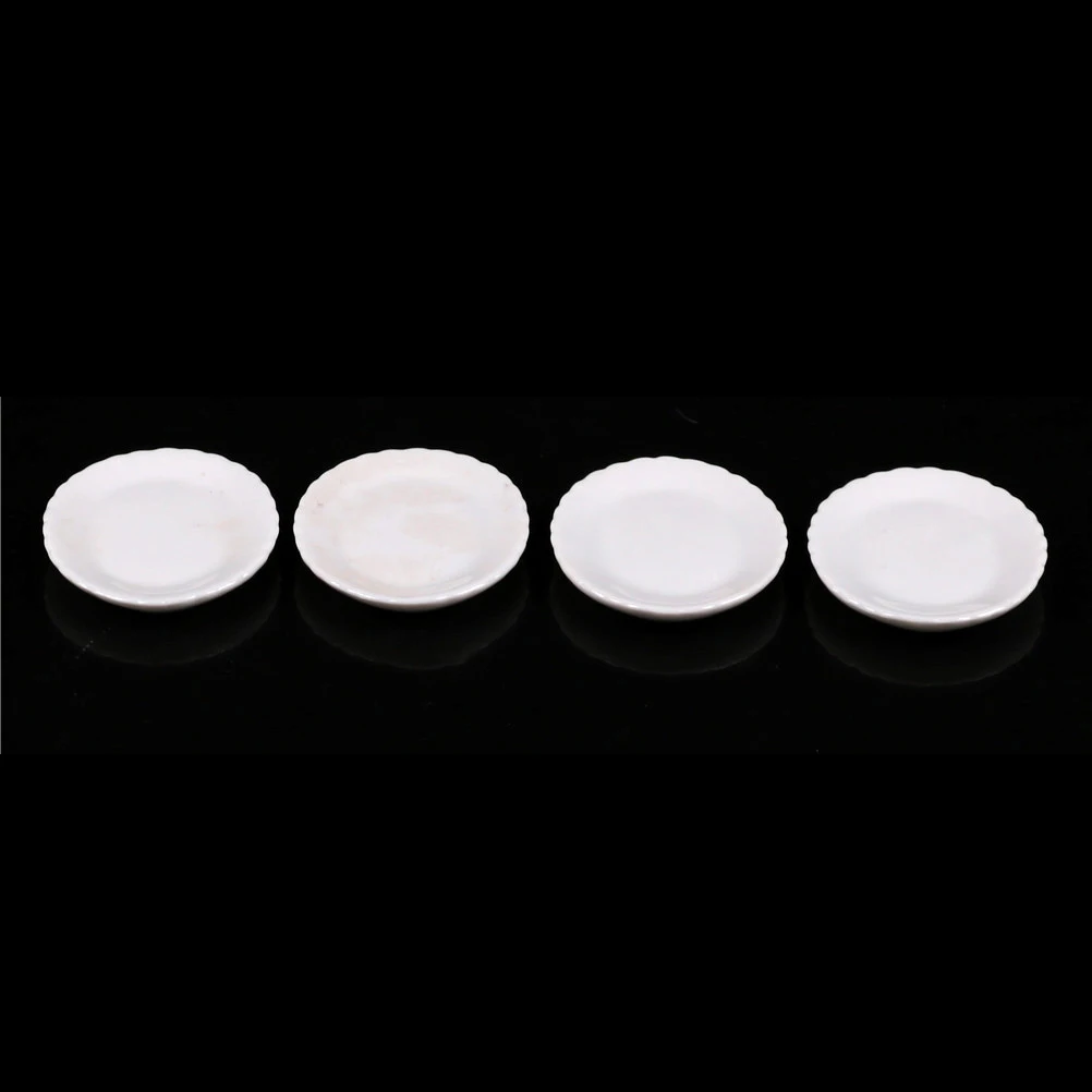 

1/6 1/12 Dollhouse Miniature White Ceramics Dish Plate Doll House Kitchen Furniture ToysCreative Gift for Children Kids