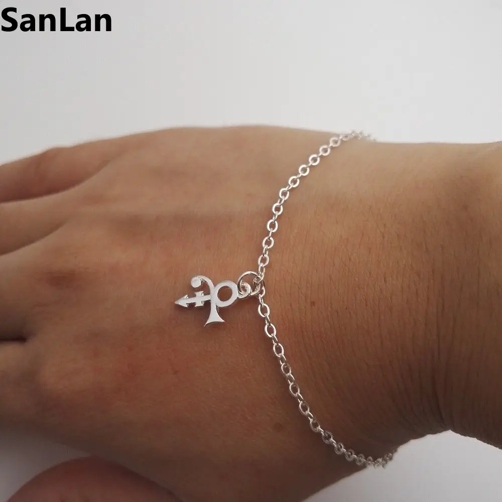 

3pcs Prince Memorial Symbol Bracelet Love Logo Women/Men Silver Plated Charm Bracelet Jewelry SanLan