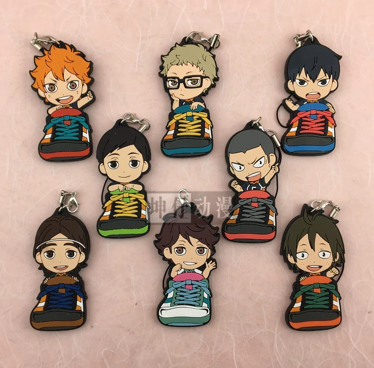 

Haikyuu! Sneaker Version Anime Karasuno High School With Volleyball Rubber Keychain