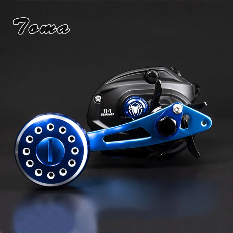 TOMA Baitcasting Reel Fishing Bait Casting 7.0:1 11+1BB Ball Bearings Carbon Fiber Drag System Metal Knob Long Handle