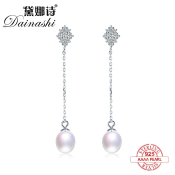 

Dainashi Simple fashion low-key luxury design style 925 sterling silver pearl long earrings with AAA Zircon fine jewelry