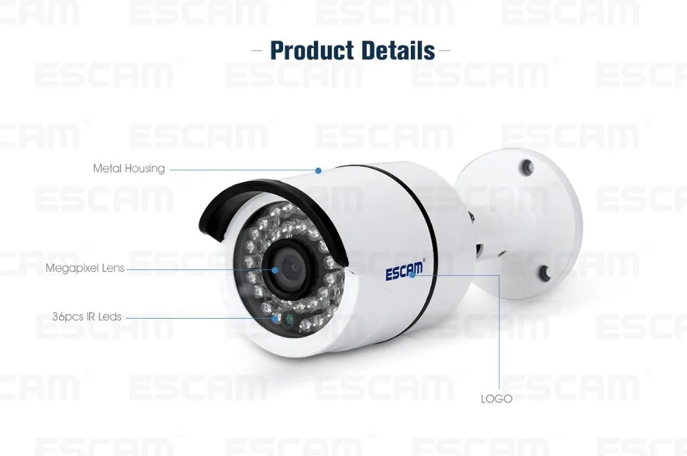 Escam QD410 болт IP Камера H.265 4MP 1520 P Onvif P2P ИК наружного наблюдения Ночное Видение видеонаблюдения Камера Android iPhone