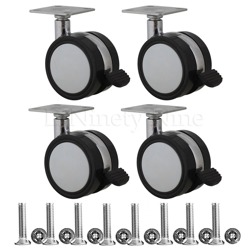 4pcs-60mm-2-5-Inch-Plastic-Furniture-Office-Chair-Swivel-Caster-Wheel-with-Brake-Zinc-Alloy