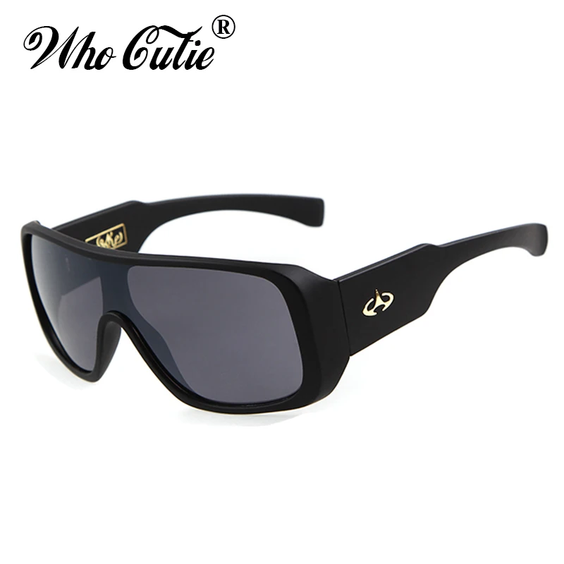 

WHO CUTIE 2018 Sport Shield Sunglasses Men Brand Designer Classic ONE PIECE Driving Male Square Sun Glasses Shades oculos OM283B