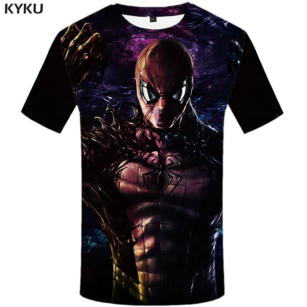 

3d Tshirt Venom T-shirt Men Spiderman Anime Clothes Geometric Shirt Print Black Tshirt Printed Mens Clothing Punk Rock Printed