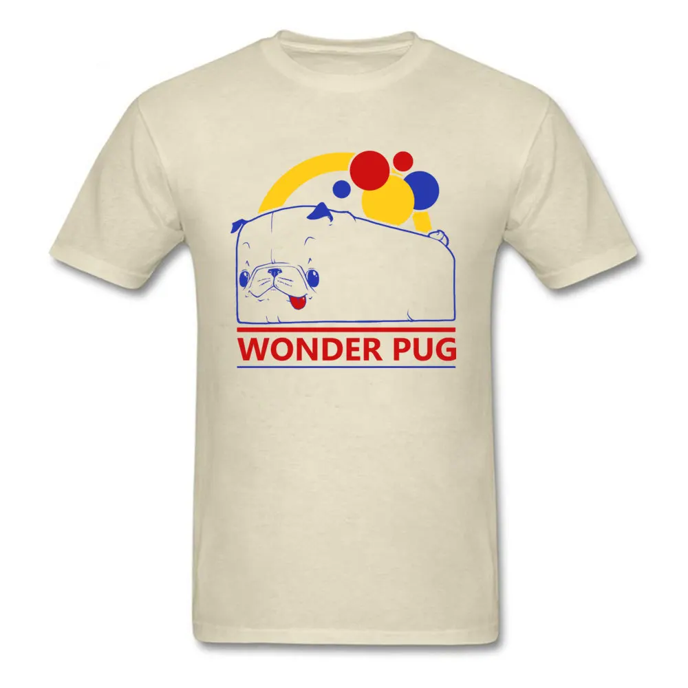 Wonder Pug O-Neck T-Shirt Summer Tops Shirts Short Sleeve Cheap Pure Cotton Casual Tops & Tees Summer Men Top Quality Wonder Pug beige