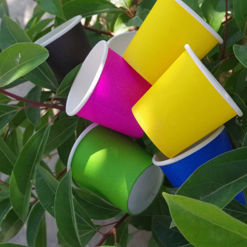 

4 Ounces Color Small Paper Cup Tasting Cup Espresso Cup Pure Color 100 Disposable paper Cups