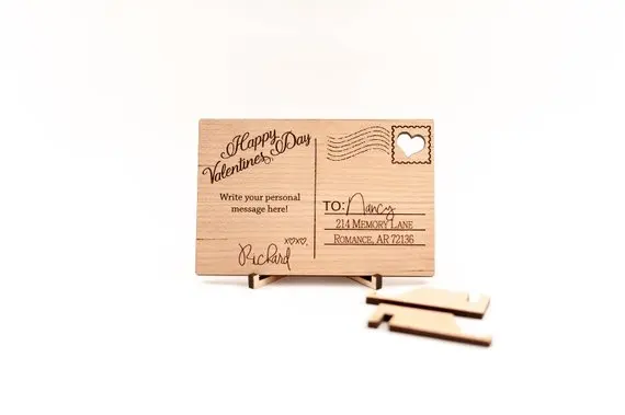 

Wooden postcard- Custom Valentines gifts, custom letter on wood- gift for her-gift for him , Valentines Day Post Card,