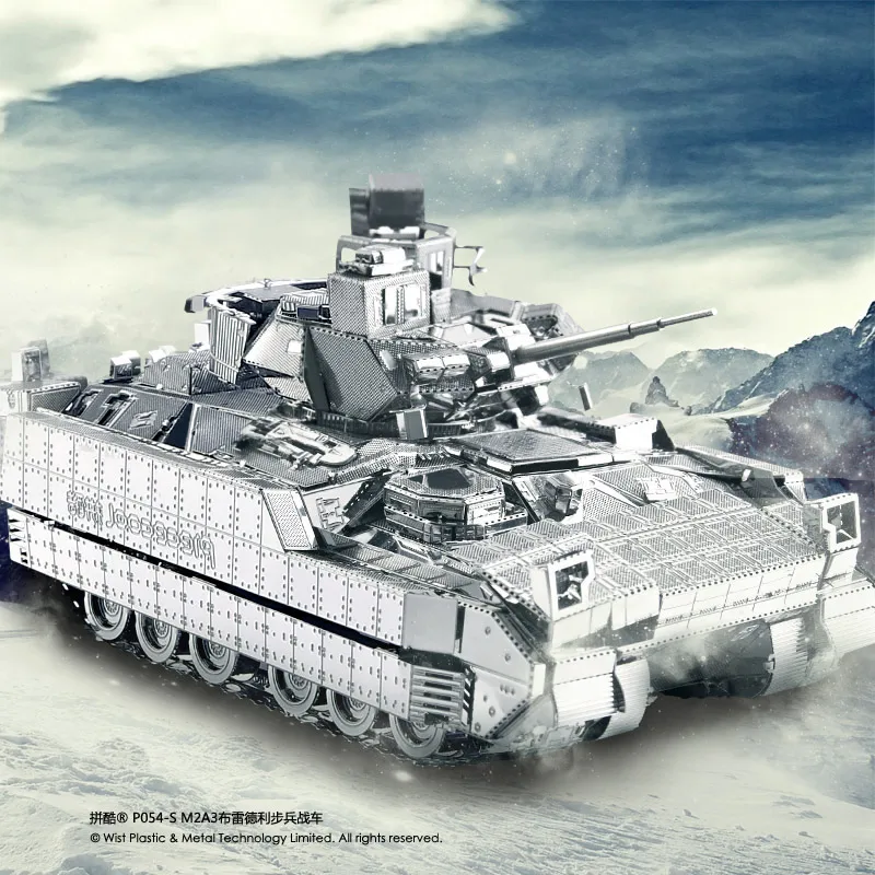 Piececool M2A3 Bradley IFV Танк 3D металлическая головоломка DIY 3D лазерная резка мини-Лобзики Военная имитационная модель детские игрушки Настольный орнамент