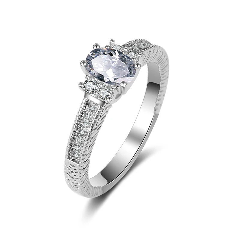 UILZ Modyle 2018 New Fashion White Gold Round Shaped Wedding Ring For Woman Dropshipping UR073