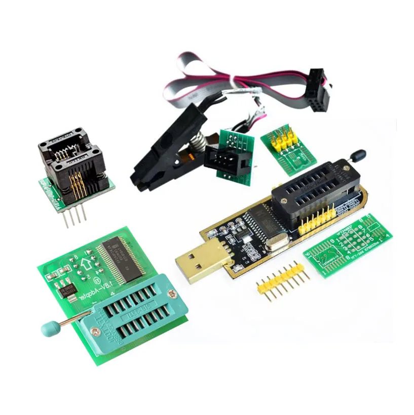 

Flash BIOS USB Programmer Module CH341A + SOIC8 Clip + 1.8V Adapter + SOIC8 Adapter