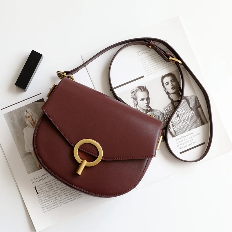 Crossbody Messenger 2019 Schulter black Echtes Brown burgundy Frauen Tasche Leder Weiche w5EYYRCq