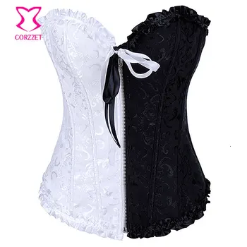 

White/Black Victorian Espartilhos Corset Corselet Overbust Sexy Gotico Wedding Corsets Korsett for Women Waist Trainer Bustier