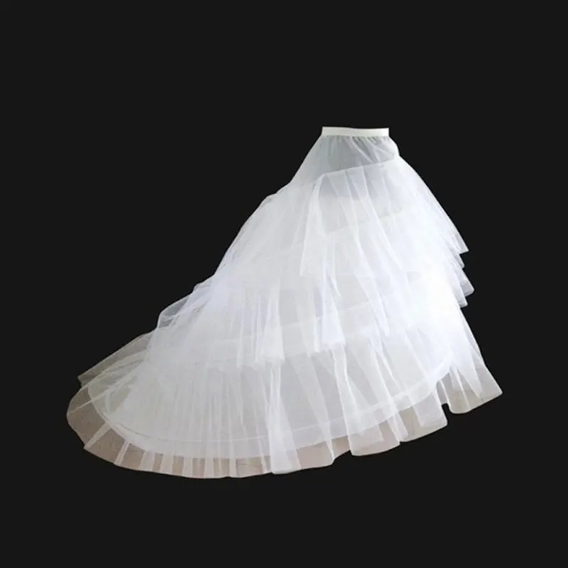 Белый черный кринолин Свадебная Нижняя юбка 2 Обручи с Часовня Поезд для свадебное платье