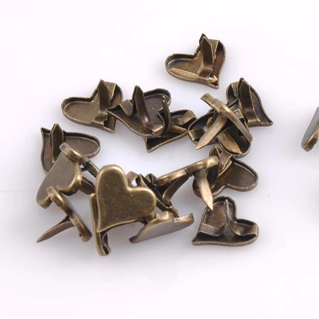50Pcs Heart Shaped Mini Brads Decorative Paper Fasteners for Scrapbook -  AliExpress