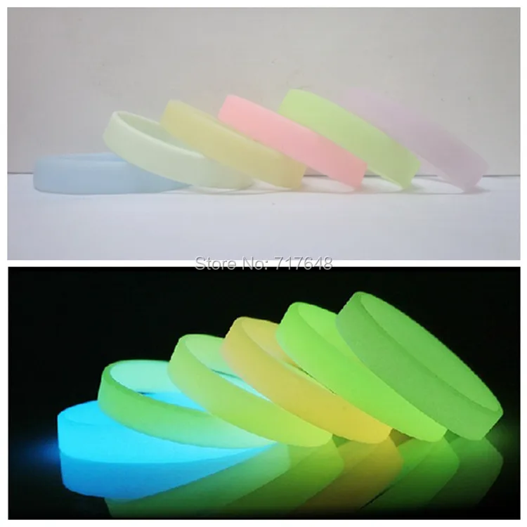 1pc glow in the dark solid Blank Plain simple Wristband Silicone