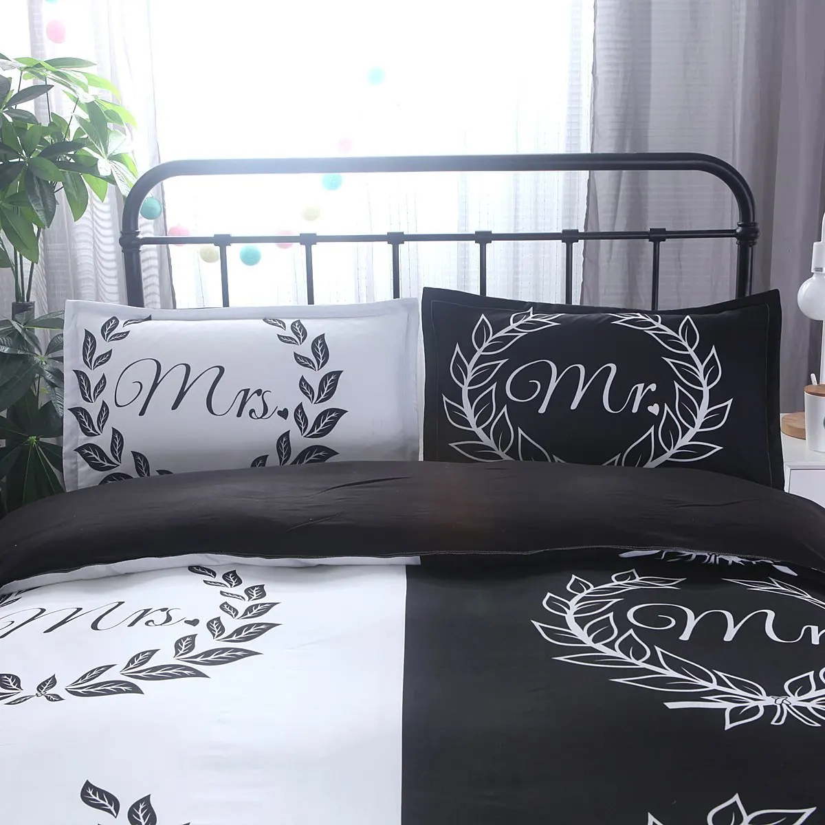 Black and White Bedding Set – Mr and Mrs Queen Bed Set (Mr&Mrs) image 4
