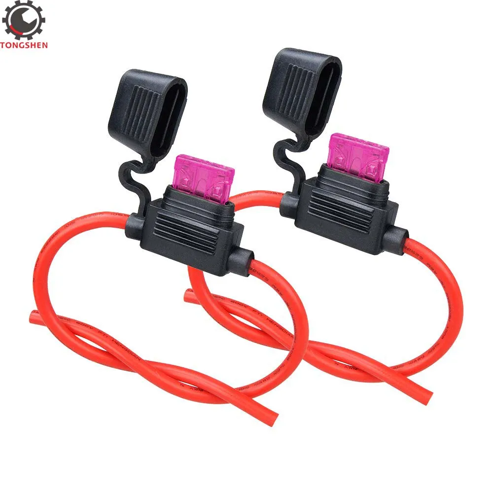 

2 Set Waterproof Auto In-line Inline Fuse Holder 10 Gauge Waterproof Pigtail Blade Fuse Holder with 40AMP ATC Fuse Inserts
