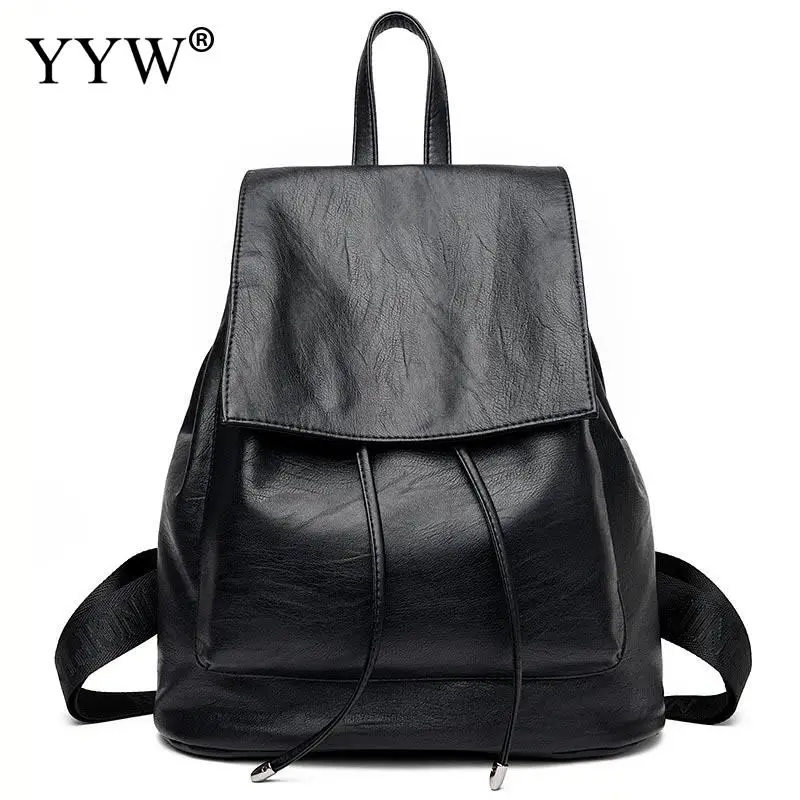 YYW Pu Leather Backpack Men Cheap Fashion Solid Black Laptop Bags Rucksack School Travel Bag Male Backpack Mochila Masculina