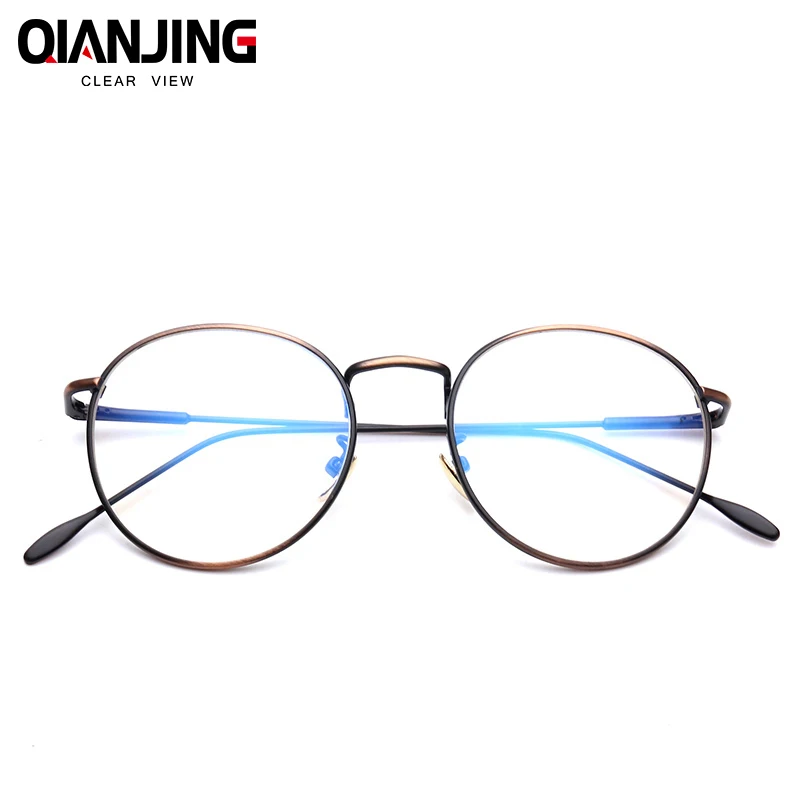 Buy QIANJING Korean Glasses Frame Retro Full Rim Gold Eyeglass Frame Vintage