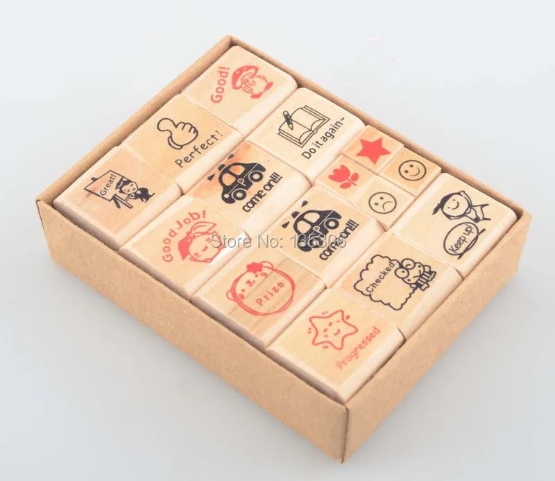 15pcs/lot english stamps cartoon pattern teacher comments encourage